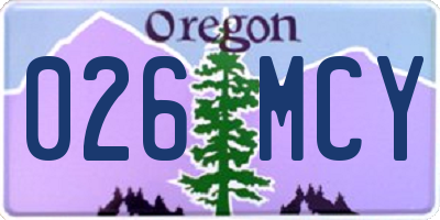 OR license plate 026MCY