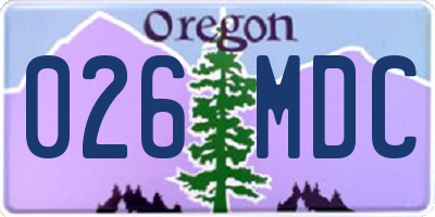 OR license plate 026MDC