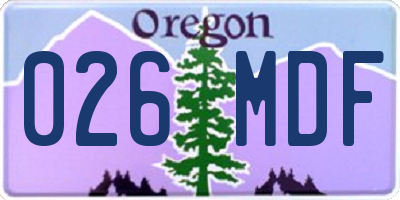 OR license plate 026MDF