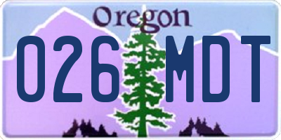 OR license plate 026MDT