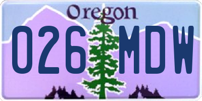 OR license plate 026MDW
