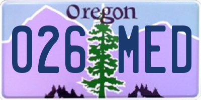 OR license plate 026MED