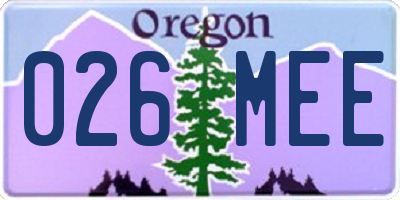 OR license plate 026MEE