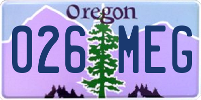 OR license plate 026MEG