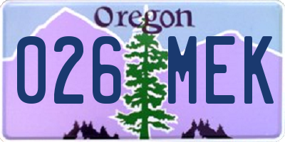OR license plate 026MEK
