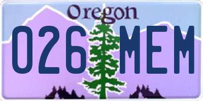 OR license plate 026MEM