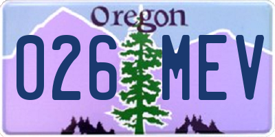 OR license plate 026MEV