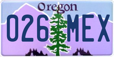 OR license plate 026MEX