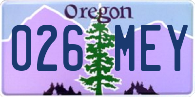 OR license plate 026MEY