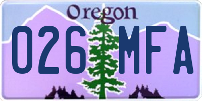 OR license plate 026MFA