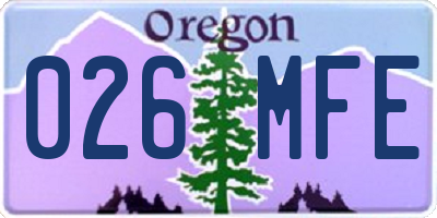 OR license plate 026MFE