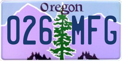 OR license plate 026MFG