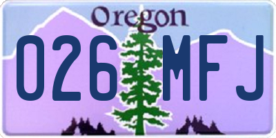 OR license plate 026MFJ