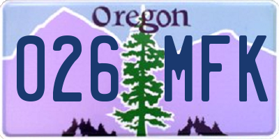 OR license plate 026MFK