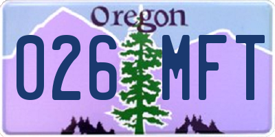 OR license plate 026MFT