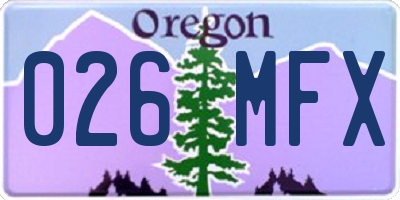 OR license plate 026MFX
