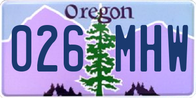 OR license plate 026MHW