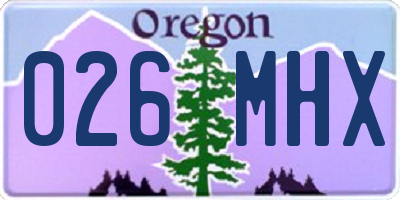 OR license plate 026MHX