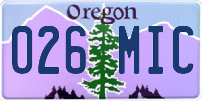 OR license plate 026MIC