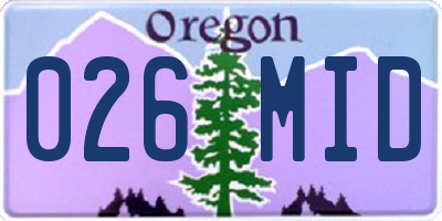 OR license plate 026MID