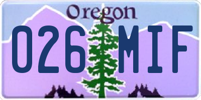 OR license plate 026MIF