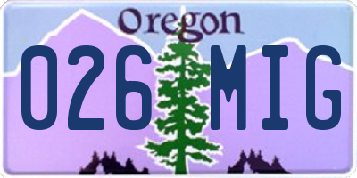 OR license plate 026MIG
