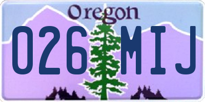 OR license plate 026MIJ