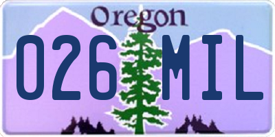 OR license plate 026MIL