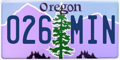 OR license plate 026MIN