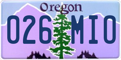 OR license plate 026MIO