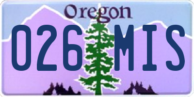 OR license plate 026MIS