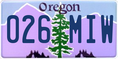 OR license plate 026MIW