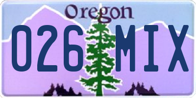 OR license plate 026MIX