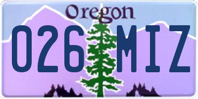 OR license plate 026MIZ