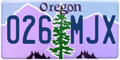 OR license plate 026MJX