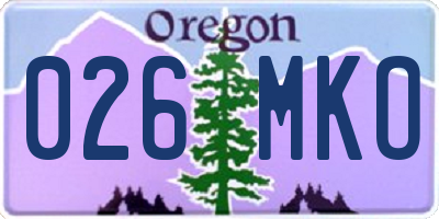 OR license plate 026MKO