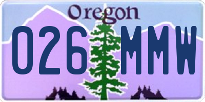 OR license plate 026MMW