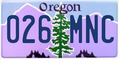OR license plate 026MNC