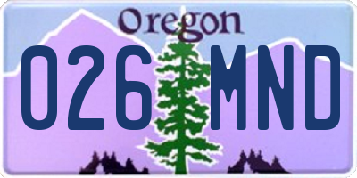 OR license plate 026MND