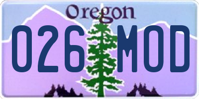 OR license plate 026MOD