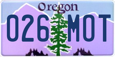 OR license plate 026MOT