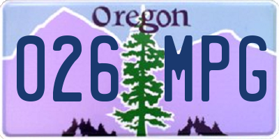 OR license plate 026MPG