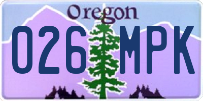 OR license plate 026MPK