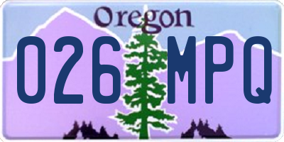 OR license plate 026MPQ