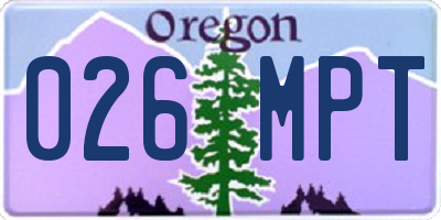 OR license plate 026MPT