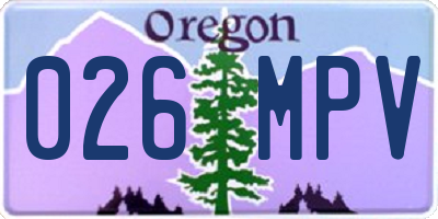 OR license plate 026MPV
