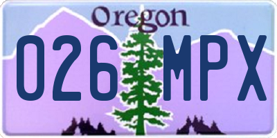 OR license plate 026MPX