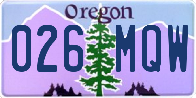 OR license plate 026MQW