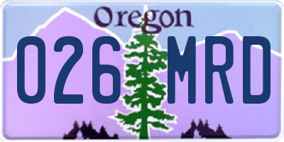 OR license plate 026MRD