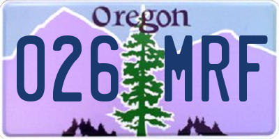 OR license plate 026MRF